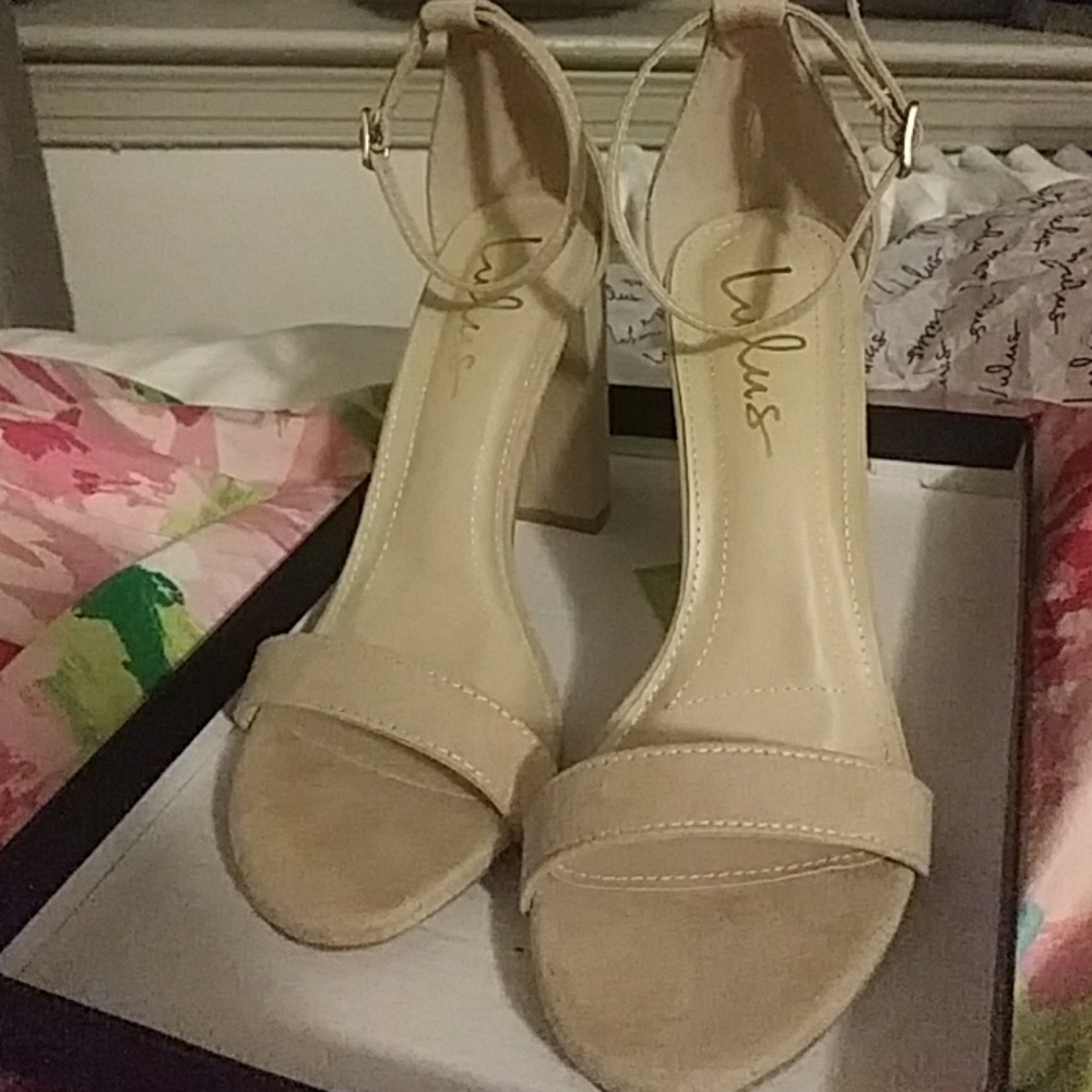 Nude block heels